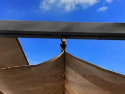 Paragon Outdoor 11’ x 11’ Florence Aluminum Pergola with Retractable Canopy Cocoa