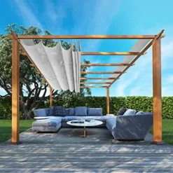 Paragon Outdoor 11′ x 16′ Florence Aluminum Pergola with Gray Canopy