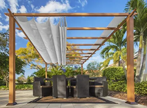 Paragon Outdoor 11′ x 16′ Florence Aluminum Pergola with Gray Canopy