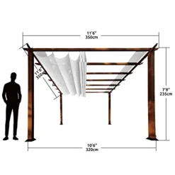 Paragon Outdoor 11’x11′ Aluminum Pergola with Retractable Canopy Off-White