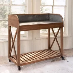 Park Hill Collection Zinc Top Potting Table Natural Finish