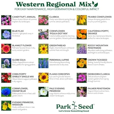 Park Seed Grow Your Own Wildflower Garden Seeds Mixture 25 lbs – Western Regional Mix