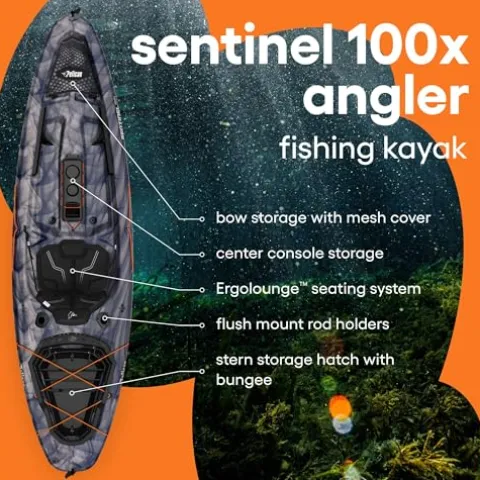 Pelican Sentinel 100X Angler Fishing Kayak Vapor Black