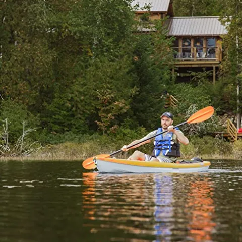 Pelican Sentinel 100X Sit-on-top Kayak – Recreational One Person Kayak – 10 ft – Fade Fireman Red/Yellow