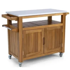 Pemberly Row Modern Outdoor Cart Brown