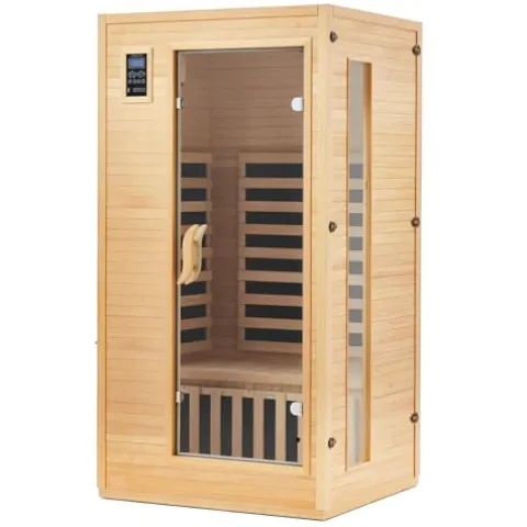 PioneerWorks 1 or 2 Person Low EMF Infrared Sauna Wood Color