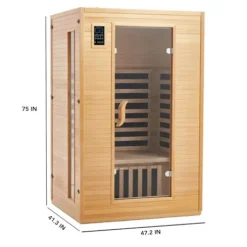PioneerWorks 2024 Upgrade 2 Person Low EMF Infrared Sauna with MP3 Connection – Wood Color
