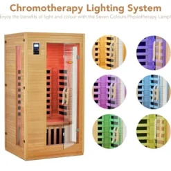 PioneerWorks 2-Person Infrared Sauna Low EMF 6-Plate Wood Color