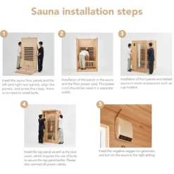 PioneerWorks 2-Person Infrared Sauna Low EMF 6-Plate Wood Color