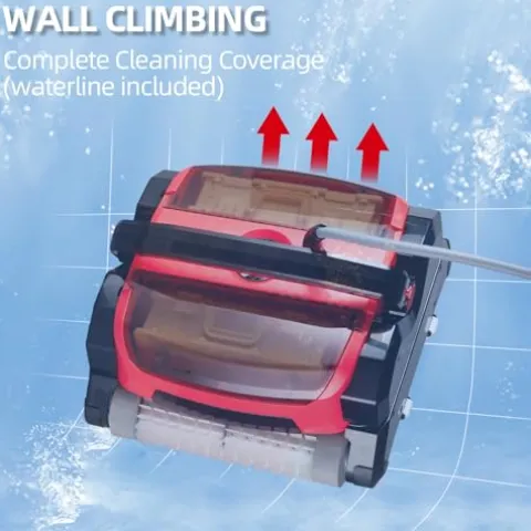 PioneerWorks Robotic Pool Vacuum Cleaner 130W Wall Climbing Red