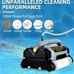 PioneerWorks Robotic Pool Vacuum Cleaner 130W Wall Climbing Gray