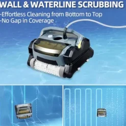 PioneerWorks Robotic Pool Vacuum Cleaner 130W Wall Climbing Gray