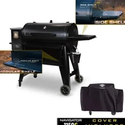 PIT BOSS PB1150G Wood Pellet Grill with Cover and Folding Front Shelf, 1150 sq. inch Black