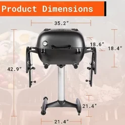 PK Grills Charcoal BBQ Grill and Smoker Combination PK360 Portable Outdoor Grill Smoker Graphite