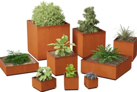 Plantercraft Corten Steel Square Cube Planter Natural