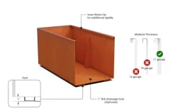 Plantercraft Corten Steel Square Cube Planter Natural