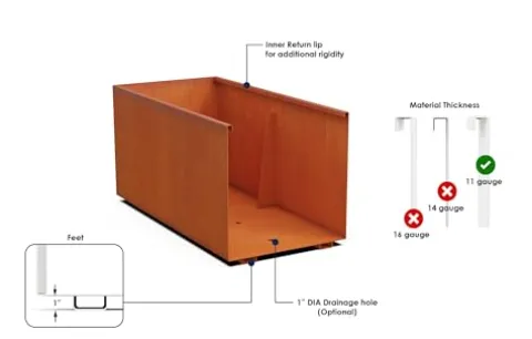 Plantercraft Corten Steel Square Cube Planter Natural