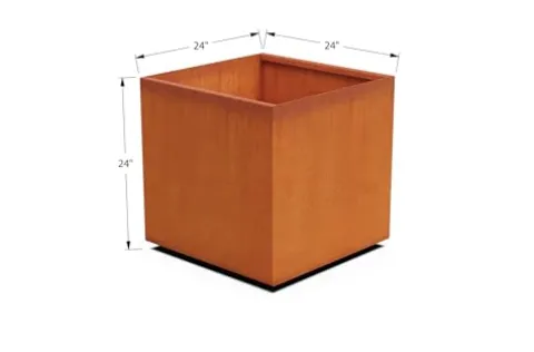 Plantercraft Corten Steel Square Cube Planter Natural