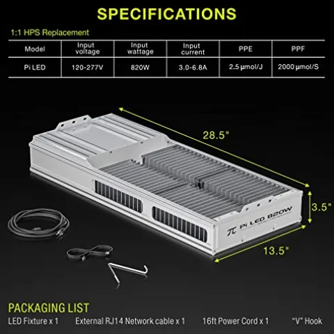 Platinum Horticulture Pi π 820W LED Grow Light Full Spectrum White