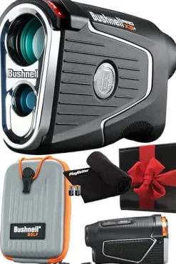 PlayBetter Bushnell Golf Pro X3+ Plus Golf Laser Rangefinder Gift Box Bundle Black