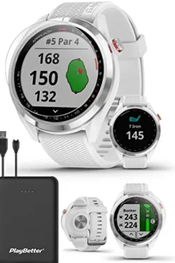 PlayBetter Garmin Approach S42 Golf GPS Watch Silver/White