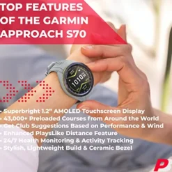 PlayBetter Garmin Approach S70 Golf GPS Watch Gray 42mm Powder Gray