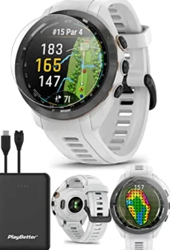 PlayBetter Garmin Approach S70 Golf GPS Watch Bundle White