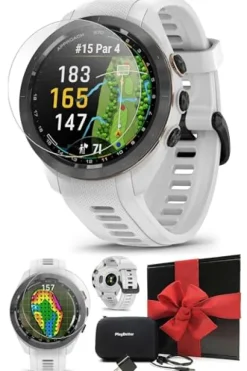 PlayBetter Garmin Approach S70 Golf GPS Watch 42mm White – AMOLED Display & Virtual Caddie Bundle
