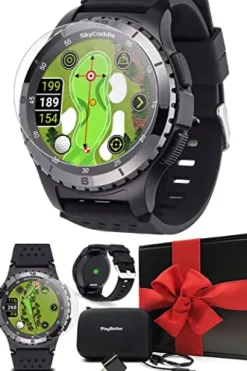 PlayBetter SkyCaddie LX5C Golf GPS Watch – Touchscreen Golf Range Finder Smartwatch w/Ceramic Bezel, 35K Courses & Digital Scorecard – SkyCaddie LX5C