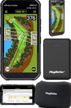 PlayBetter SkyCaddie PRO 5X Handheld Golf GPS Power Bundle Charger & Hard Case