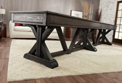 Playcraft Brazos River 12′ Weathered Black Pro-Style Shuffleboard Table Black