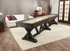 Playcraft Brazos River 12′ Weathered Black Pro-Style Shuffleboard Table Black