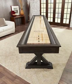 Playcraft Brazos River 12′ Weathered Black Pro-Style Shuffleboard Table Black