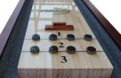 Playcraft Charles River 14′ Pro-Style Shuffleboard Table Chestnut