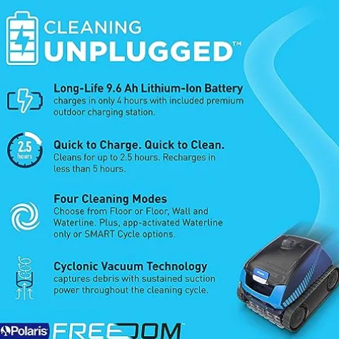 Polaris Freedom Cordless Robotic Pool Cleaner Blue