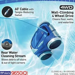 Polaris 9650iQ Sport Robotic Cleaner InGround Pools 60ft Multicolor