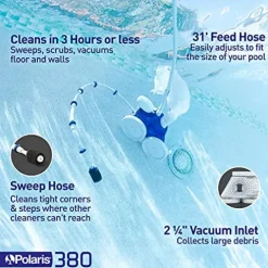Polaris Vac-Sweep 380 Pressure Inground Pool Cleaner White and Blue