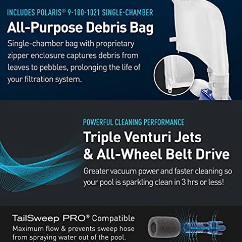 Polaris Vac-Sweep 380 Pressure Inground Pool Cleaner White and Blue