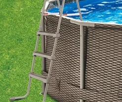 PolyGroup Summer Waves 14ft x 36in Wicker Metal Frame Pool Set Brown