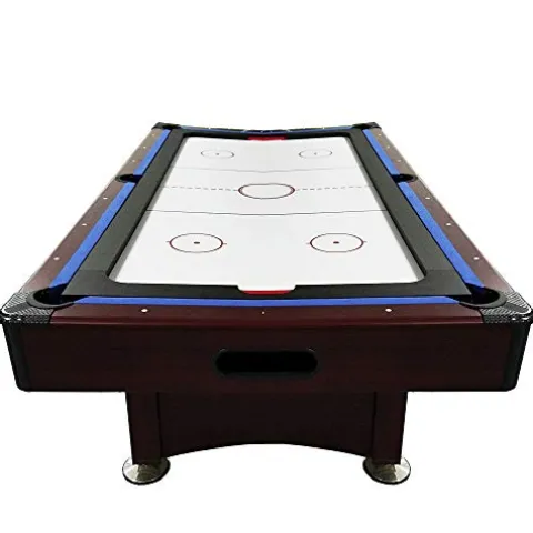 Pool Central 8′ Pool Billiards and Hockey 2-in-1 Game Table Brown