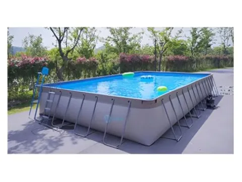 PoolZoom CaliFun Soft Sided Frame Pool Package with Pump and Filter Set, 10′ x 18′ Rectangle Gray