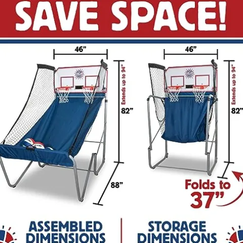 Pop-A-Shot Home Dual Shot with Penn State Nittany Lions NCAA Graphics Sensor Scoring 16 Game Modes 7 Balls Foldable Storage Orange