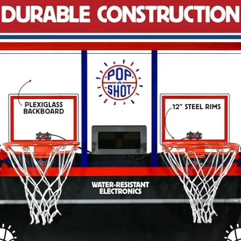 Pop-A-Shot Indoor/Outdoor Dual Shot Arcade Basketball Game Black