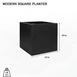 Pottery Pots Block XL Fiberstone Planter Extra Large 24 Inch Tall Black