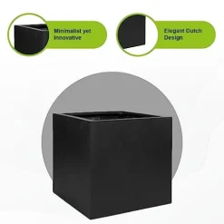 Pottery Pots Block XL Fiberstone Planter Extra Large 24 Inch Tall Black
