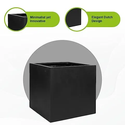 Pottery Pots Block XL Fiberstone Planter Extra Large 24 Inch Tall Black