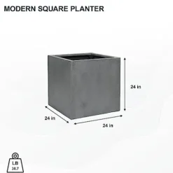 Pottery Pots Block XL Fiberstone Square Planter Gray 24 Inch