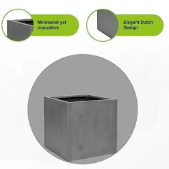 Pottery Pots Block XL Fiberstone Square Planter Gray 24 Inch