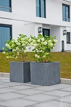 Pottery Pots Block XL Fiberstone Square Planter Gray 24 Inch