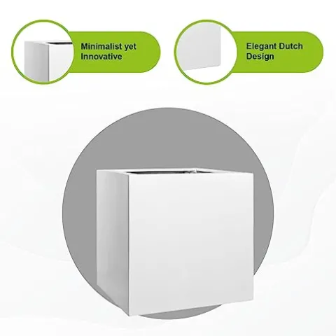 Pottery Pots Block XL Fiberstone Square Planter 24 Inch Glossy White